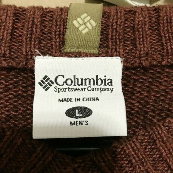 Columbia Maroon V-Neck Sweater Mens L Cotton - Picture 3 of 4